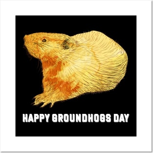 Happy groundhog day colorful sketch holiday shirt Posters and Art